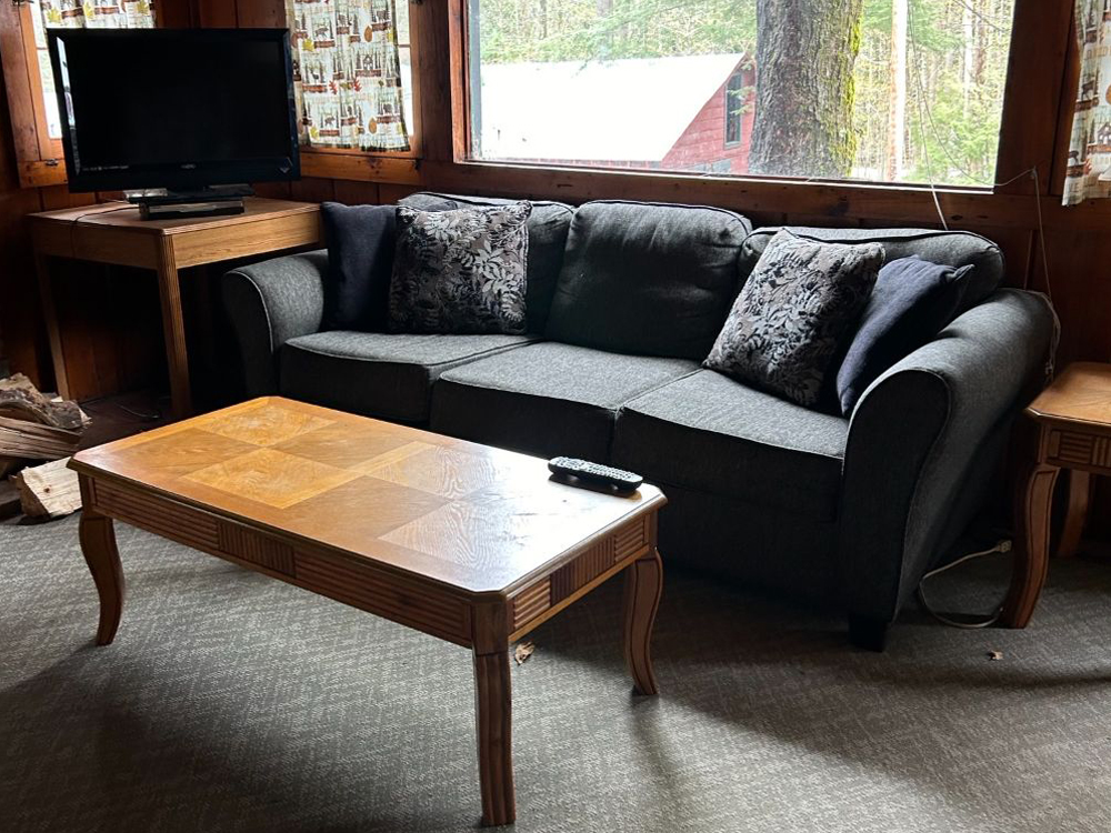 Cabin living area at Porter's Cottages