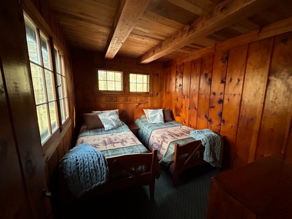 Cabin bedroom accommodations in Lake George