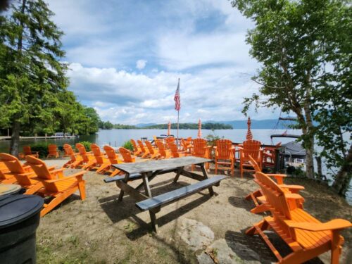 Beach chairs and picnic table